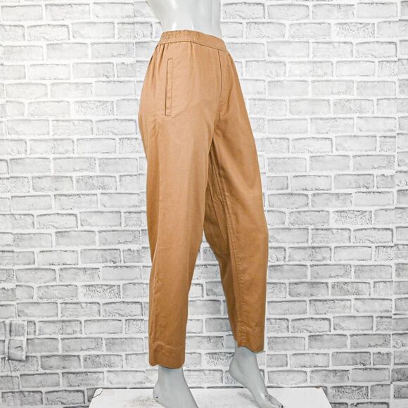 Aiayu Women's Elastic Wasit Crop Pants in Beige Cotton size XS - Picture 4 of 11